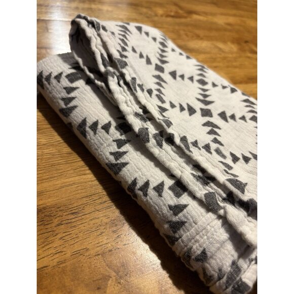 ADENT Baby Crib Blanket White With Green Geometric Pattern Boho Neutral 41x41” - Picture 3 of 3